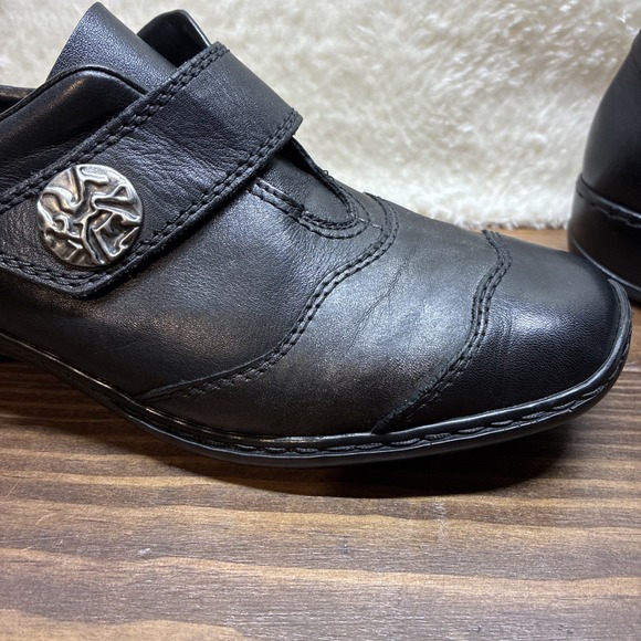 Rieker Loafers Flats Women Black EUR 41 (US 10) Leather Walking Anti Stress GUC - Picture 3 of 11